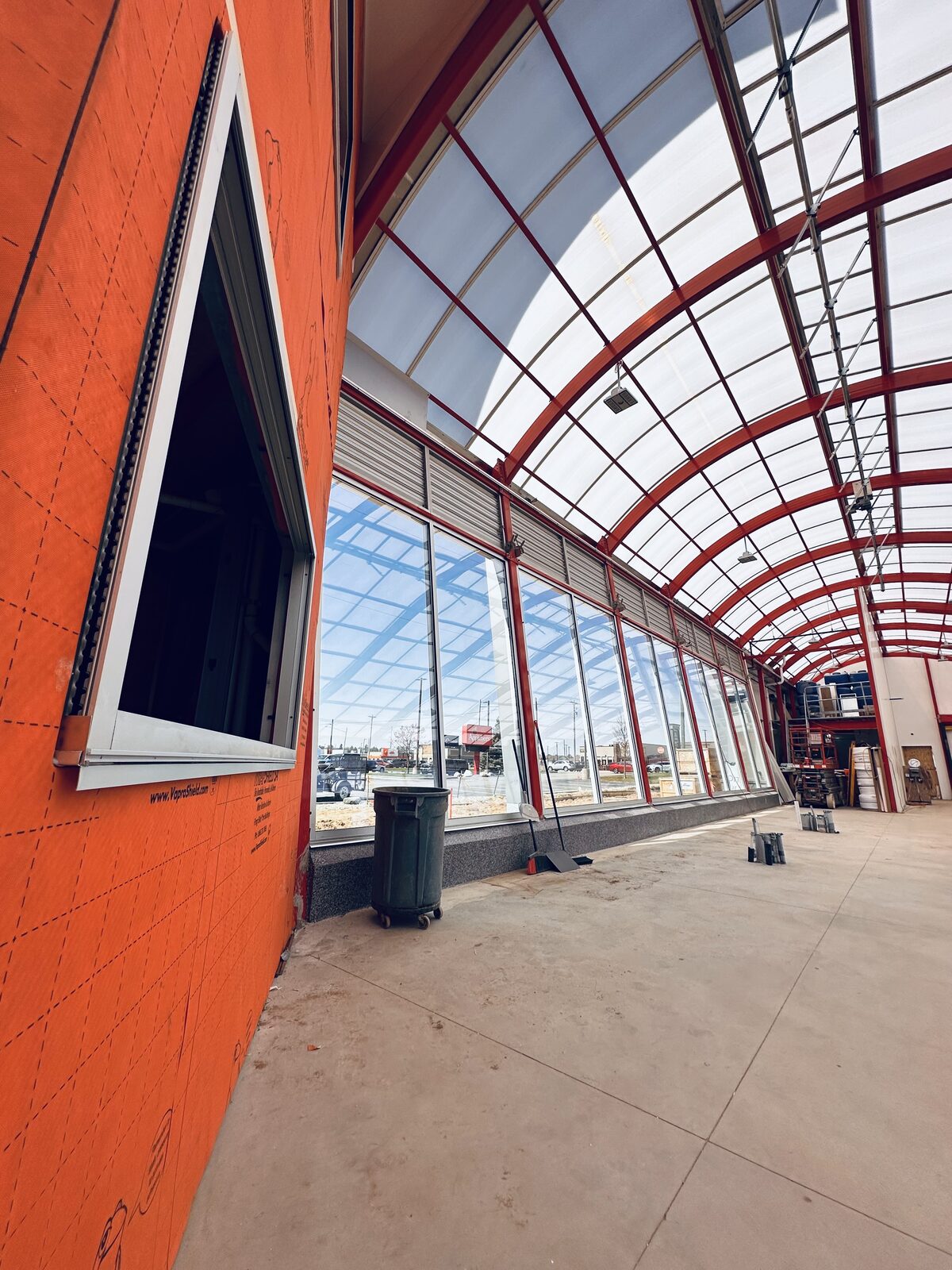 Large commercial glazing project under construction West Michigan
